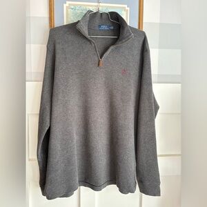 Polo by Ralph Lauren Charcoal Gray Quarter-Zip with Pink Pony Size XL